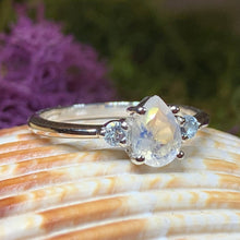Load image into Gallery viewer, Moonstone Ring, Promise Ring, Moonstone Engagement Ring, Anniversary Gift, Wiccan Jewelry, Boho Ring, Mom Gift, Wife Gift, Cocktail Ring
