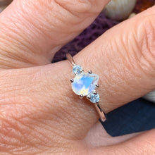 Load image into Gallery viewer, Moonstone Ring, Promise Ring, Moonstone Engagement Ring, Anniversary Gift, Wiccan Jewelry, Boho Ring, Mom Gift, Wife Gift, Cocktail Ring
