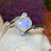 Load image into Gallery viewer, Moonstone Ring, Promise Ring, Engagement Ring, Cocktail Ring, Anniversary Gift, Wiccan Jewelry, Boho Ring, Mom Gift, Silver Wife Gift

