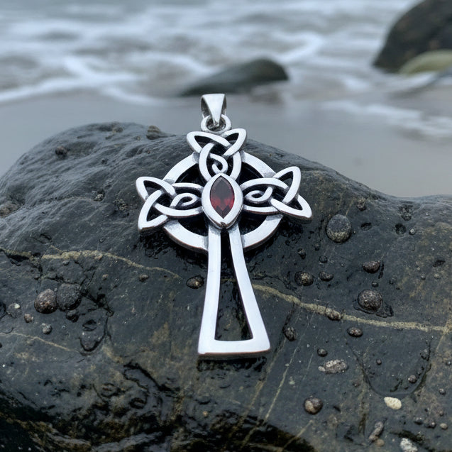 Catherine Celtic Cross Necklace in Sterling Silver — view 4