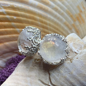 Moonstone Earrings, Bridal Earrings, Pearl Post Earrings, Pearl Jewelry, Anniversary Gift, Mom Gift, Wiccan Jewelry, June Birthstone
