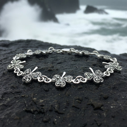 Shamrock Irish Bracelet, Clover Bracelet, Irish Jewelry, Silver Celtic Jewelry, Anniversary, Ireland Gift, Nature Jewelry, Clover Bracelet