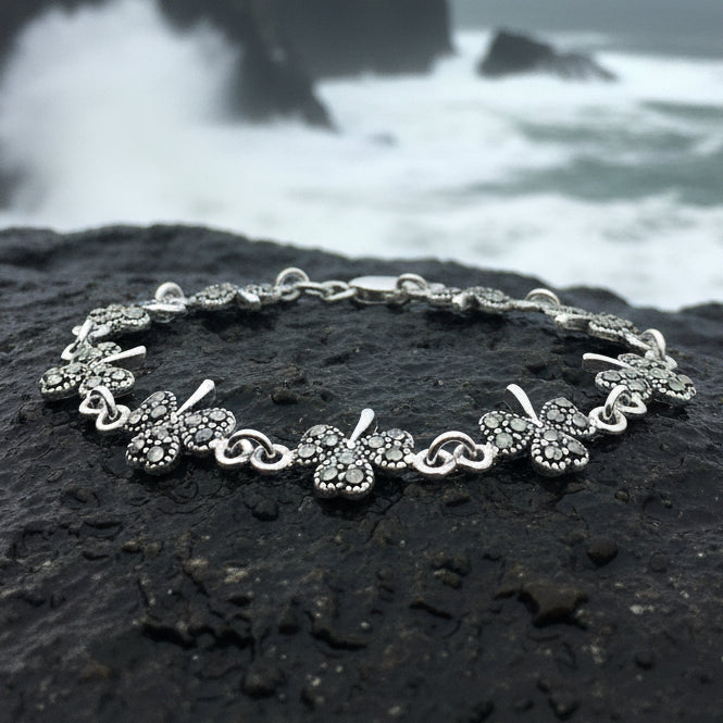 Shamrock Irish Bracelet, Clover Bracelet, Irish Jewelry, Silver Celtic Jewelry, Anniversary, Ireland Gift, Nature Jewelry, Clover Bracelet