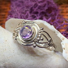 Load image into Gallery viewer, Celtic Ring, Silver Celtic Ring, Statement Ring, Boho Jewelry, Gemstone Celtic Jewelry, Anniversary Gift, Wiccan Jewelry, Birthstone Ring
