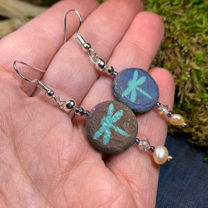Summer Dragonfly Earrings, Celtic Jewelry, Insect Jewelry, Wiccan Jewelry, Mom Gift, Sister Gift, Aunt Gift, Teacher Gift, Dangle Earrings