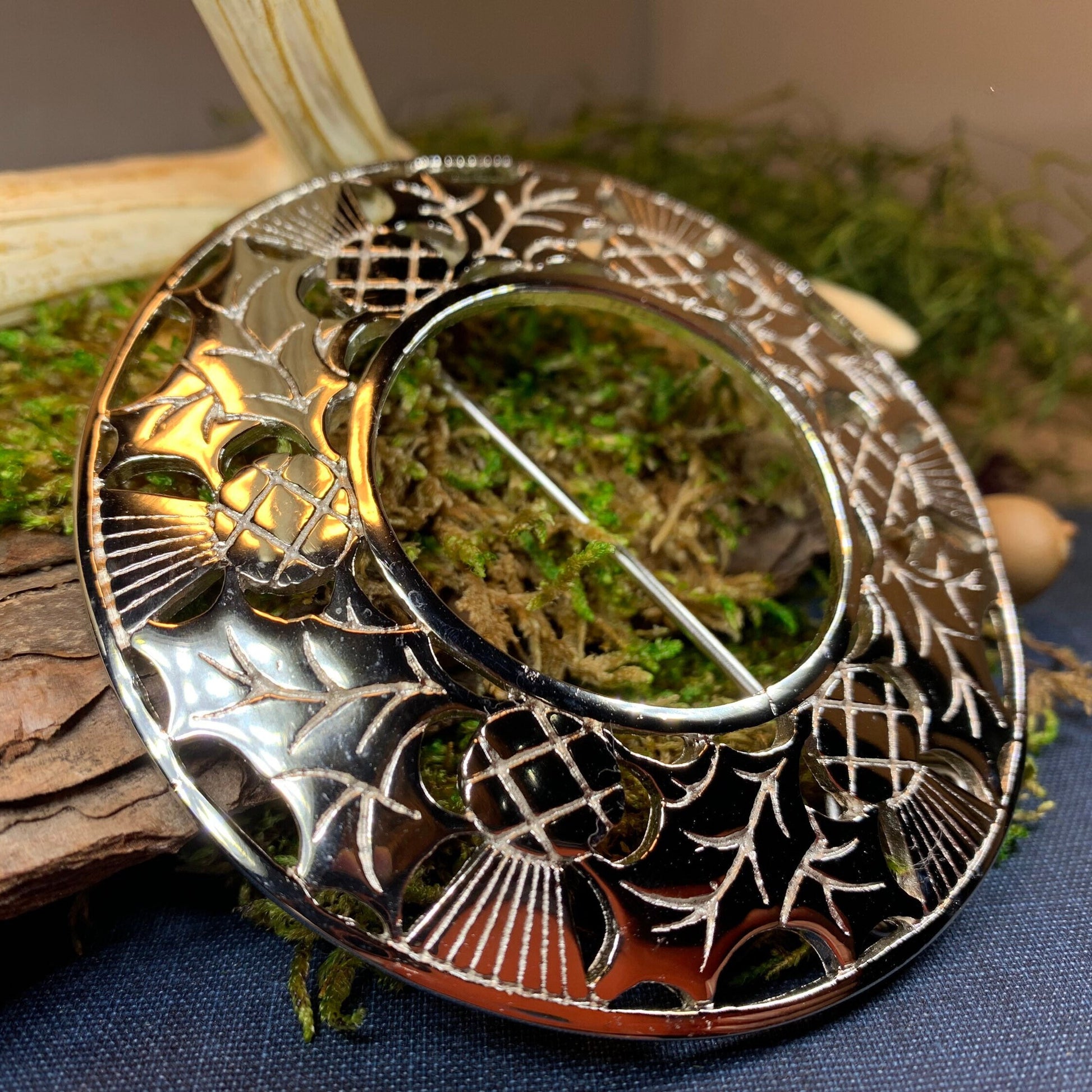 Thistle Brooch, Celtic Jewelry, Scottish Jewelry, Scotland Brooch, Celtic Brooch, Anniversary Gift, Celtic Pin, Extra Large Plaid Pin