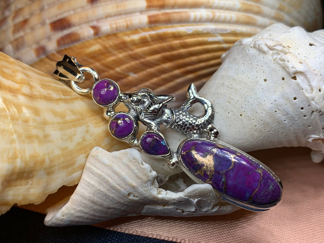 Mermaid Necklace, Celtic Jewelry, Purple Turquoise Jewelry, Anniversary Gift, Nautical Jewelry, Ocean Pendant, Beach Jewelry, Sea Jewelry