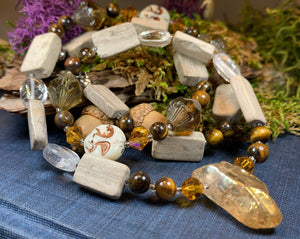 Quartz Crystal Necklace, Gemstone Jewelry, Boho Beaded Jewelry, Full Moon Necklace, Celestial Jewelry, Teacher Gift, Yoga Gift, Mom Gift