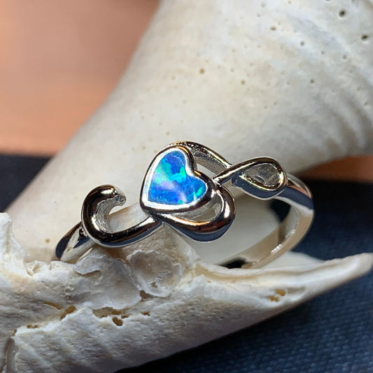 Music Note Ring, Music Jewelry, Musician Jewelry, G Clef Jewelry, Theater Gift, Anniversary Gift, Sister Gift, October Birthstone, Opal Ring