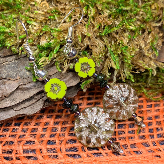 Lotus Autumn Earrings, Celtic Jewelry, Crystal Jewelry, Wiccan Jewelry, Mom Gift, Sister Gift, Aunt Gift, Teacher Gift, Yoga Jewelry Gift