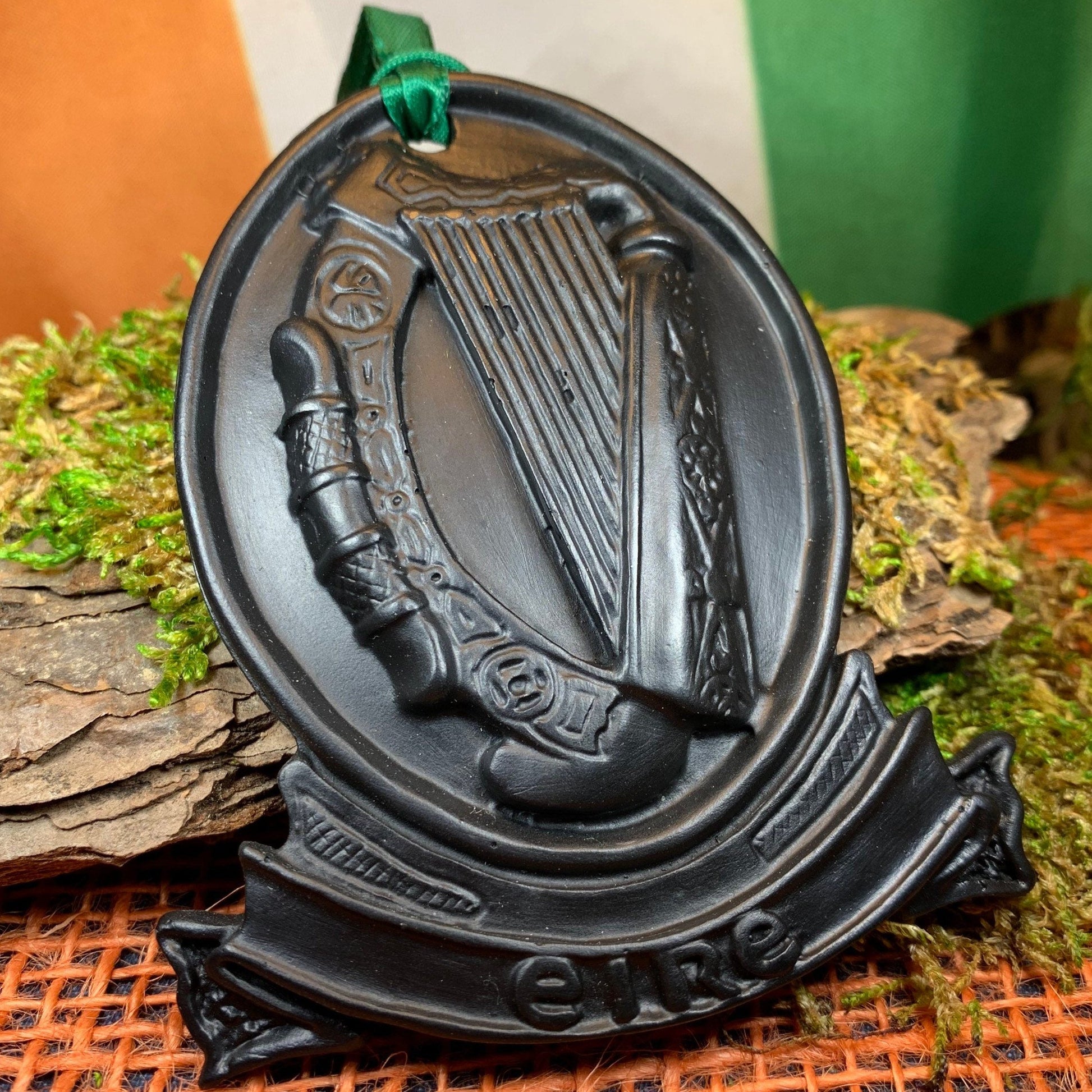 Irish Harp Wall Hanging, Turf Hanging Ornament, Christmas Tree Ornament, Ireland Gift, Irish Turf Gift, Housewarming Gift, New Home Gift