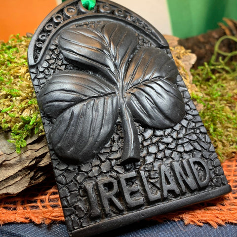 Load image into Gallery viewer, Shamrock Ornament, Turf Hanging Ornament, Christmas Tree Ornament, Ireland Shamrock Gift, Irish Turf Gift, Housewarming Gift, New Home Gift
