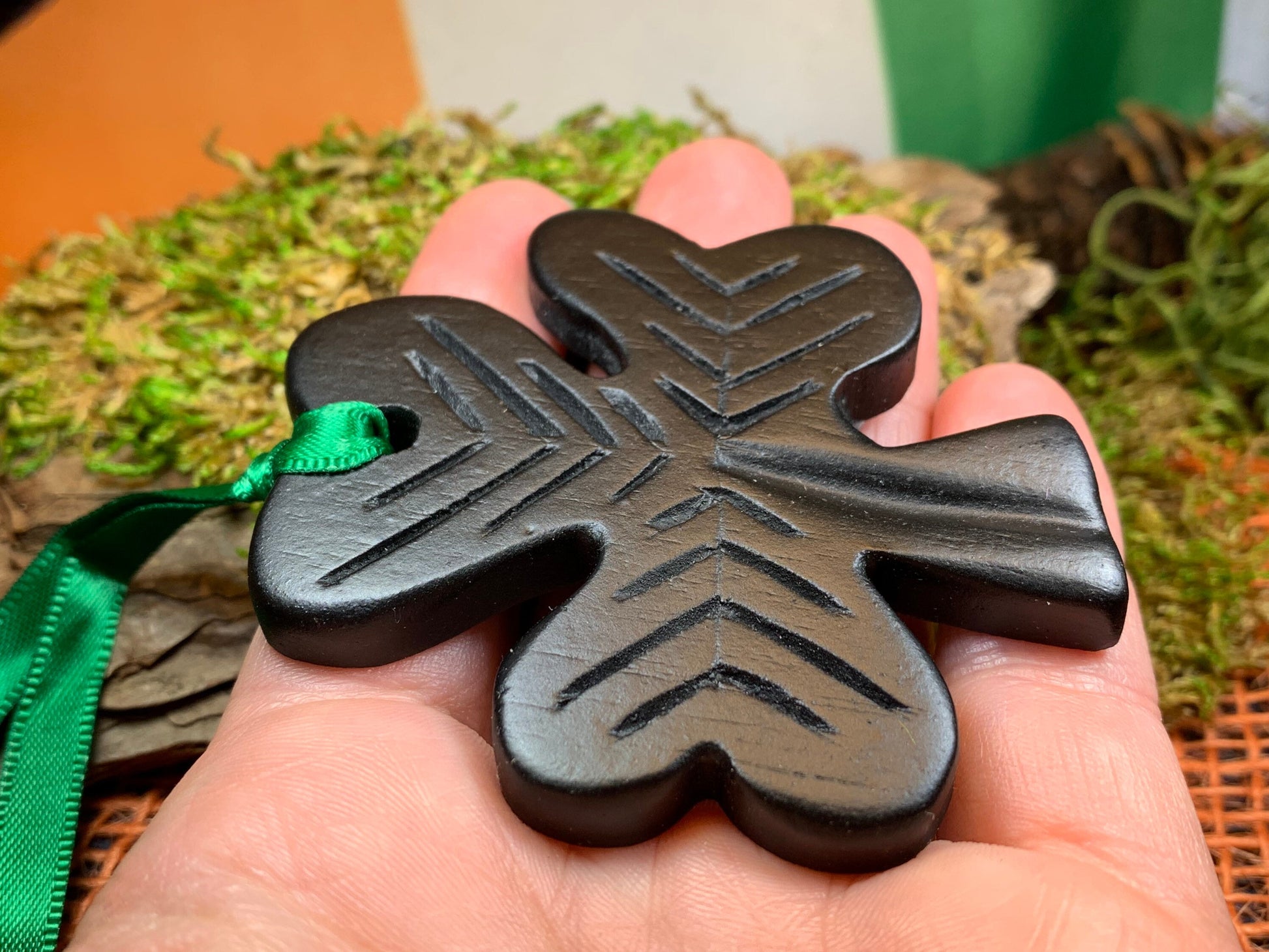 Shamrock Ornament, Turf Hanging Ornament, Christmas Tree Ornament, Ireland Gift, Irish Turf Gift, Housewarming Gift, New Home Gift
