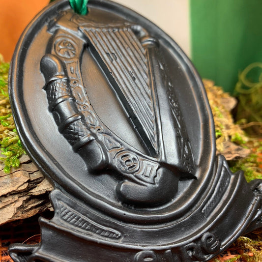 Irish Harp Wall Hanging, Turf Hanging Ornament, Christmas Tree Ornament, Ireland Gift, Irish Turf Gift, Housewarming Gift, New Home Gift