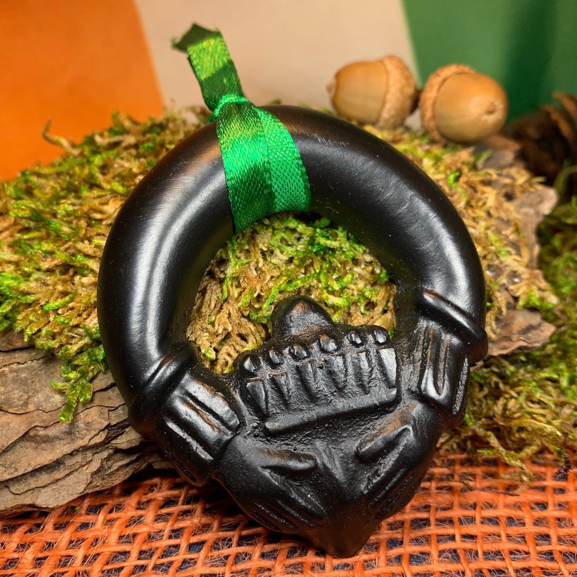 Claddagh Ornament, Turf Hanging Ornament, Christmas Tree Ornament, Ireland Gift, Irish Turf Gift, Housewarming Gift, New Home Gift