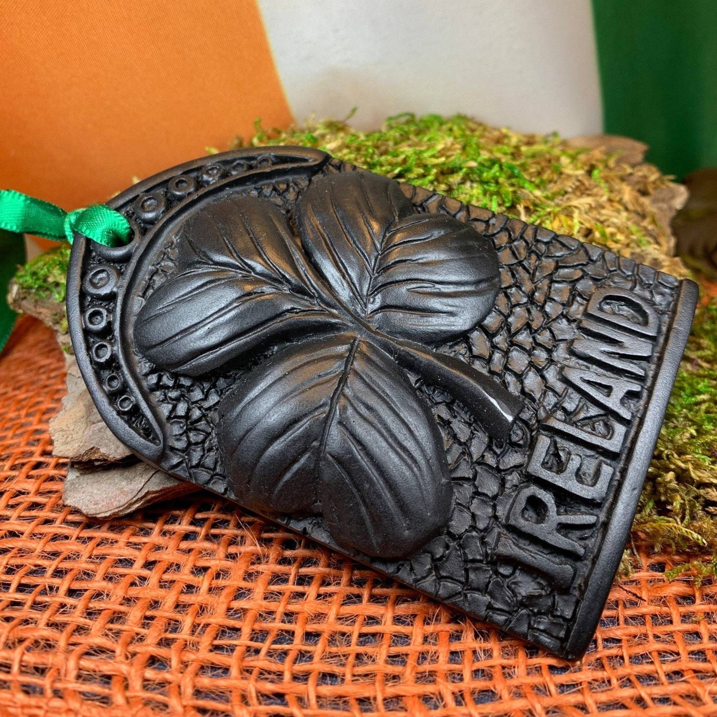 Ireland Turf Shamrock Ornament in irish turf
