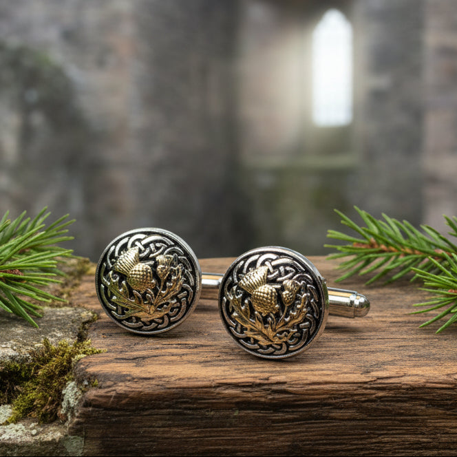 Golden Thistle Cufflinks - Handmade in Scotland — view 7