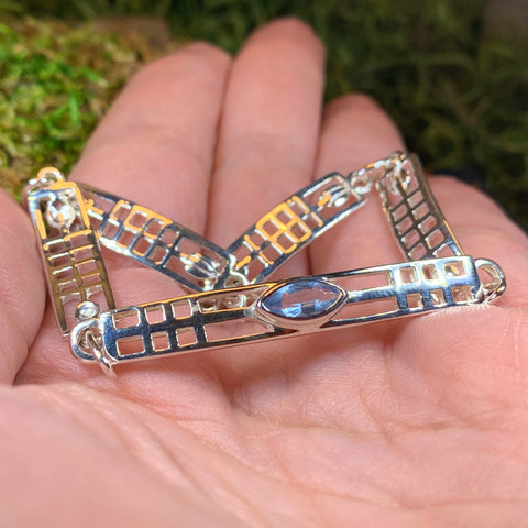 Load image into Gallery viewer, Mackintosh Bracelet, Celtic Jewelry, Scottish Bracelet, Art Deco Jewelry, Celtic Knot Bracelet, Scotland Gift, Silver Wife Gift, Mom Gift
