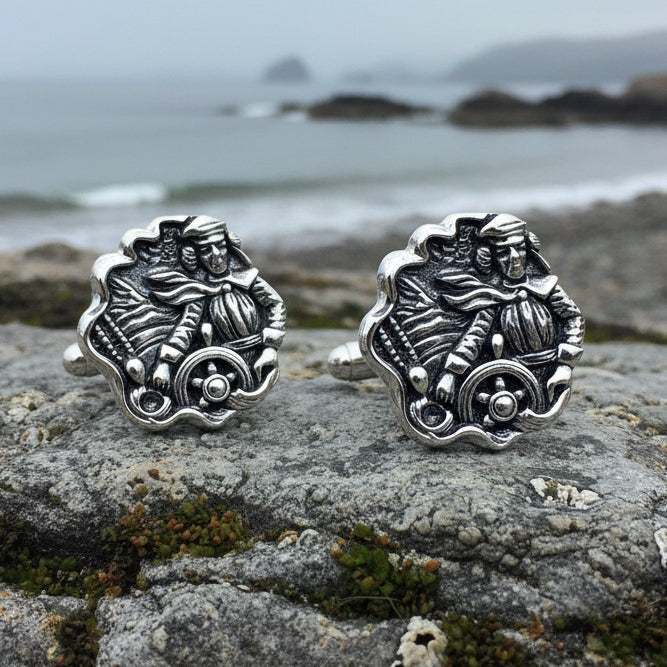 Nautical Sea Captain Cufflinks for Men in sterling silver