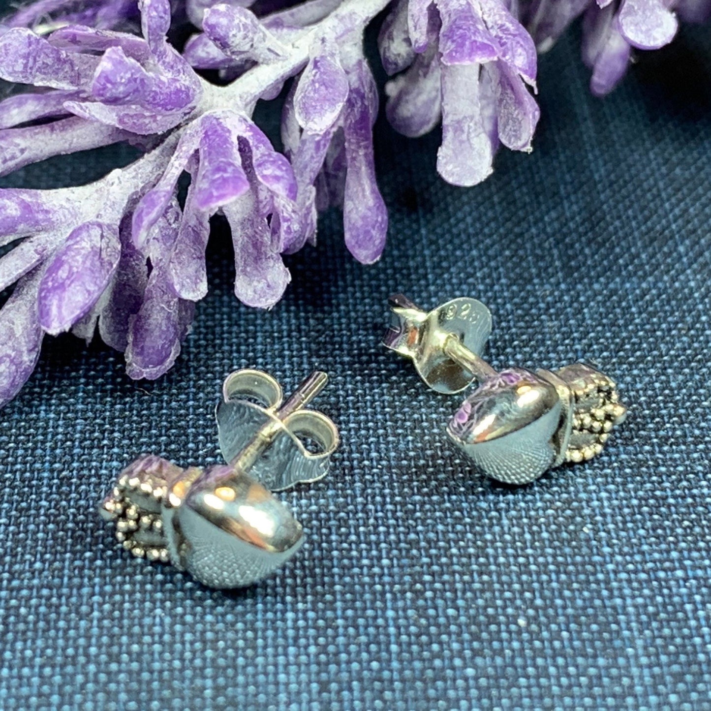 Dorcas Irish Claddagh Earrings in Sterling Silver — view 5