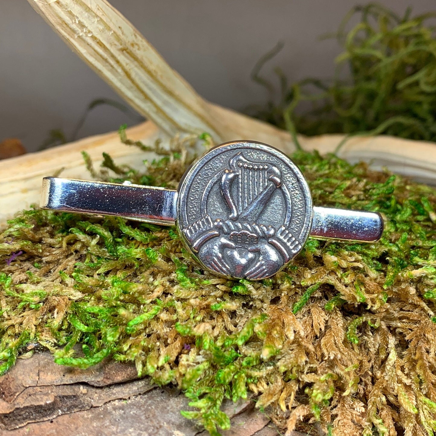 Claddagh Tie Bar, Celtic Jewelry, Irish Gift for Him, Harp Tie Clip, Dad Gift, Graduation Gift, Ireland Gift, Men's Jewelry, Celtic Tie Clip