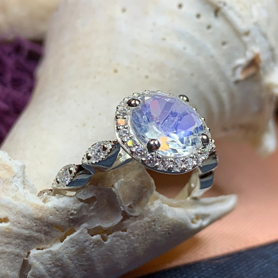 Moonstone Ring, Promise Ring, Moonstone Engagement Ring, Anniversary Gift, Wiccan Jewelry, Boho Ring, Mom Gift, Wife Gift, Cocktail Ring