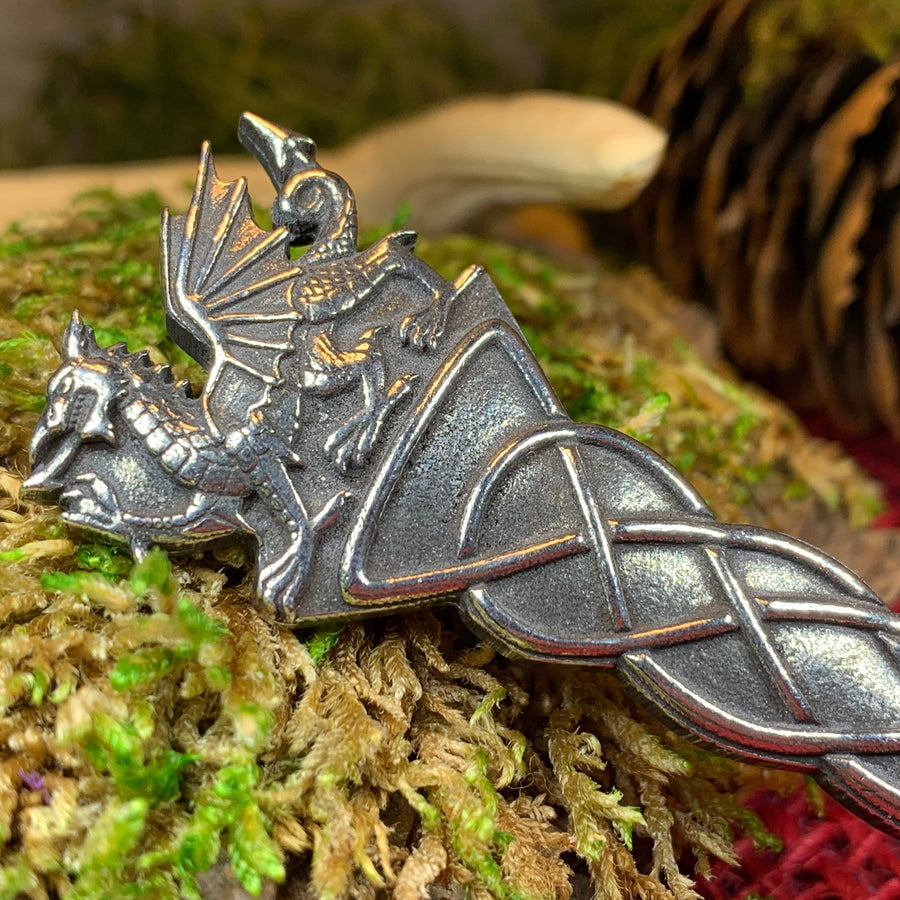 Welsh Dragon Kilt Pin, Celtic Jewelry, Wales Jewelry, Celtic Brooch, Tartan Pin, Sword Pin, Groom Gift, Best Man Gift, Bagpiper Gift