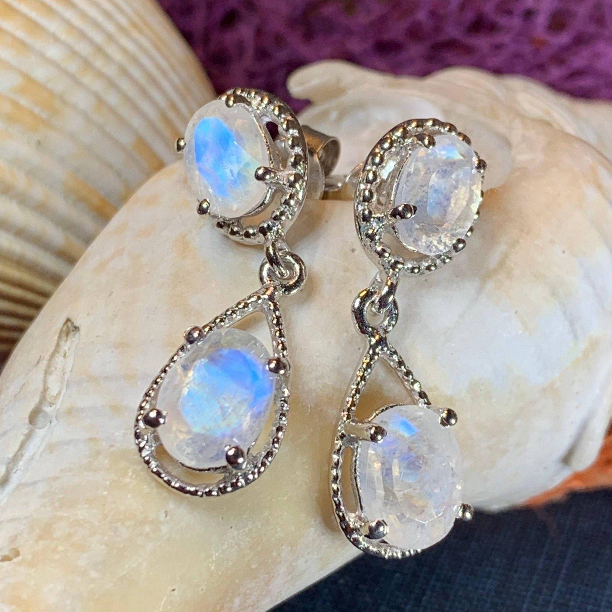 Handmade Southwestern Genuine Moonstone & Sterling Silver Dangle Earrings -  Yahoo Shopping