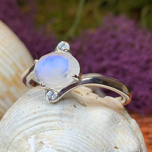 Moonstone Ring, Promise Ring, Engagement Ring, Cocktail Ring, Anniversary Gift, Wiccan Jewelry, Boho Ring, Mom Gift, Silver Wife Gift