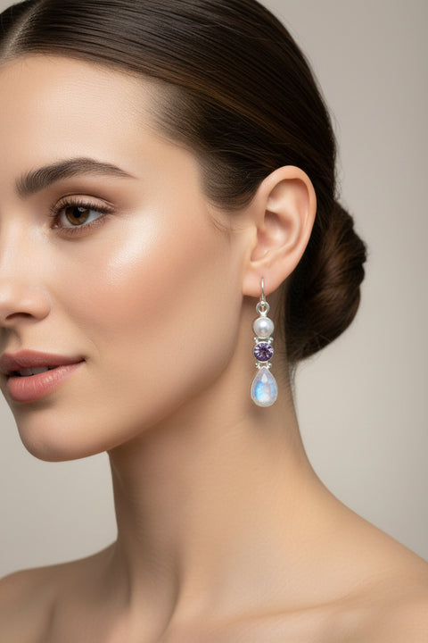 Load image into Gallery viewer, Ava Moonstone Earrings for Women
