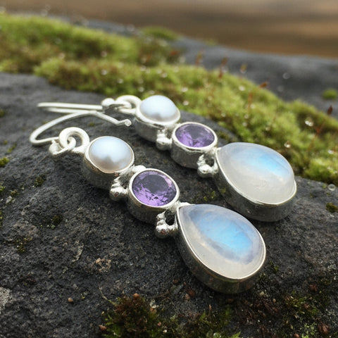 Load image into Gallery viewer, Ava Moonstone Earrings for Women
