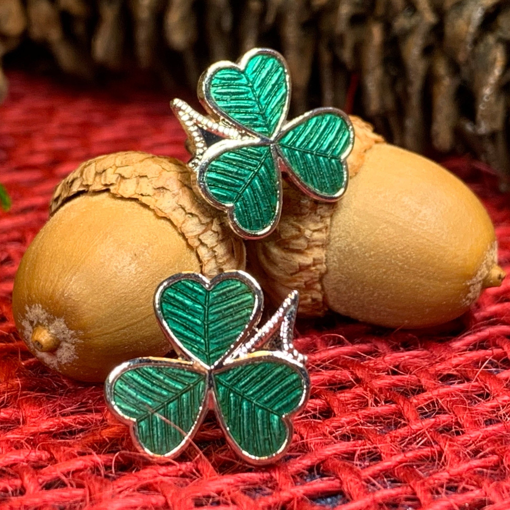 Shamrock Enamel Earrings — view 2