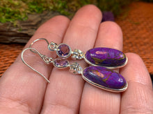 Load image into Gallery viewer, Royal Turquoise Earrings, Celtic Jewelry, Amethyst Jewelry, Yoga Jewelry, Anniversary Gift, Graduation Gift, Mom Gift, Wife Gift
