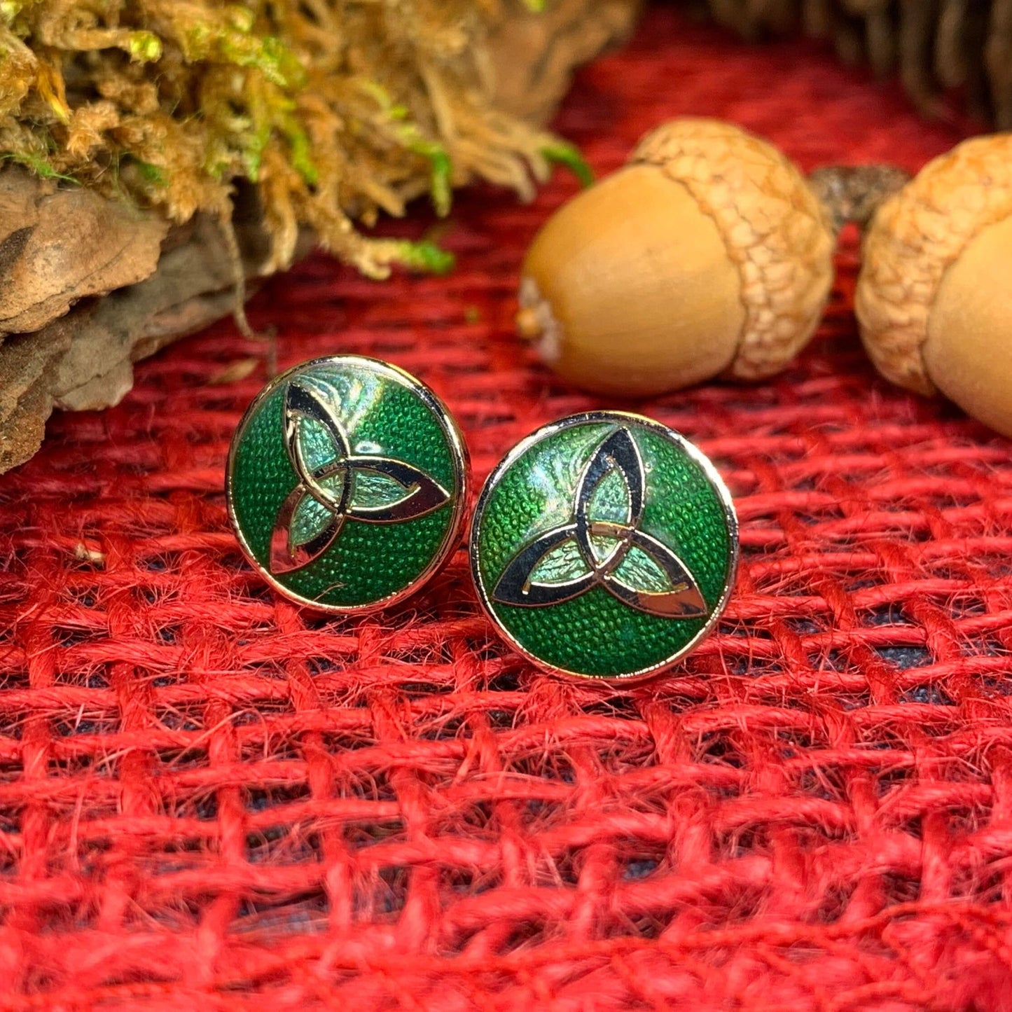 Enamel Trinity Knot Stud Earrings — view 7