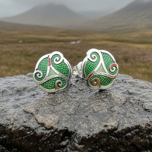 Celtic Knot Stud Earrings, Irish Jewelry, Celtic Jewelry, Triple Spiral Earrings, Irish Dancer Gift, Norse Jewelry, Scottish Post Earrings
