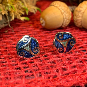 Celtic Knot Stud Earrings, Irish Jewelry, Celtic Jewelry, Triple Spiral Earrings, Irish Dancer Gift, Norse Jewelry, Scottish Post Earrings