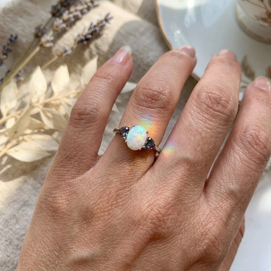 Aubrette Opal Celtic Ring in Sterling Silver — view 7