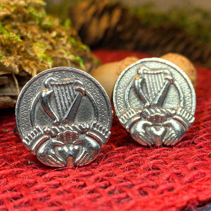 Irish Harp Cuff Links, Celtic Jewelry, Irish Claddagh Jewelry, Ireland Jewelry, Celtic Jewelry, Groom Gift, Best Man Gift, Anniversary Gift