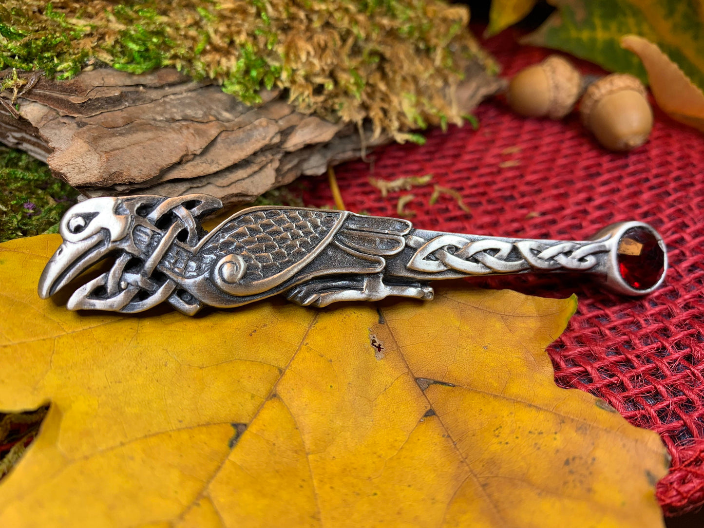 Celtic Raven Kilt Pin, Scottish Jewelry, Irish Kilt Pin, Tartan Pin, Cape Pin, Bagpiper Gift, Scotland Pin, Celtic Shawl Pin, Viking Jewelry