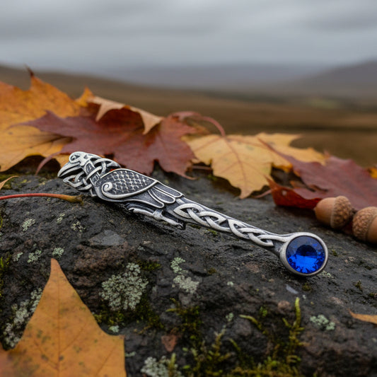 Celtic Raven Crystal Kilt Pin — view 16