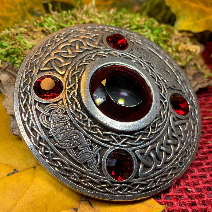 Celtic Raven Brooch, Celtic Knot Jewelry, Irish Jewelry, Scotland Jewelry, Anniversary Gift, Tartan Pin, Viking Jewelry, Norse Brooch