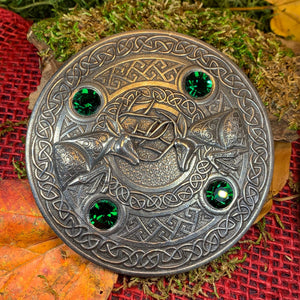 Celtic Stag Brooch, Celtic Knot Pin, Irish Jewelry, Scotland Jewelry, Anniversary Gift, Scottish Tartan Pin, Viking Jewelry, Norse Brooch
