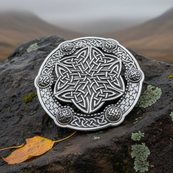 Celtic Knot Brooch, Large Celtic Pin, Viking Jewelry, Norse Jewelry, Wiccan Jewelry, Anniversary Gift, Kilt Pin, Pewter Tartan Pin