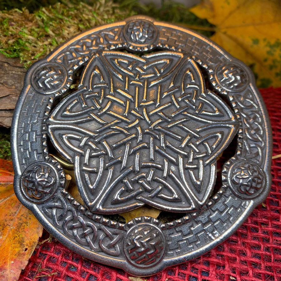Celtic Knot Brooch, Large Celtic Pin, Viking Jewelry, Norse Jewelry, Wiccan Jewelry, Anniversary Gift, Kilt Pin, Pewter Tartan Pin