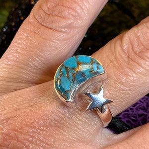 Crescent Moon Ring, Celtic Jewelry, Celestial Jewelry, Goddess Jewelry, Moon Ring, Wiccan Jewelry, Anniversary Gift, Boho Statement Ring