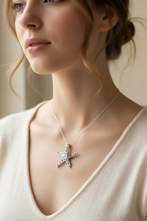 Load image into Gallery viewer, Starfish Necklace, Nautical Jewelry, Shell Jewelry, Christian Jewelry, Sea Jewelry, Animal Jewelry, Nature Necklace, Beach Jewelry, Mom Gift
