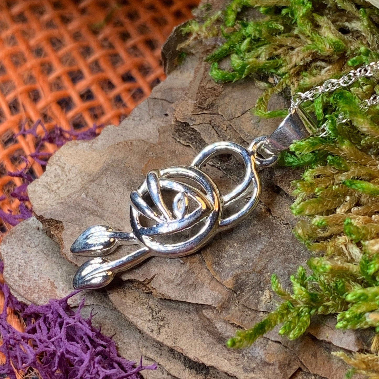 Mackintosh Rose Necklace, Scotland Jewelry, Celtic Jewelry, Rose Jewelry, Art Deco Pendant, Anniversary Gift, Scottish Necklace, Wife Gift