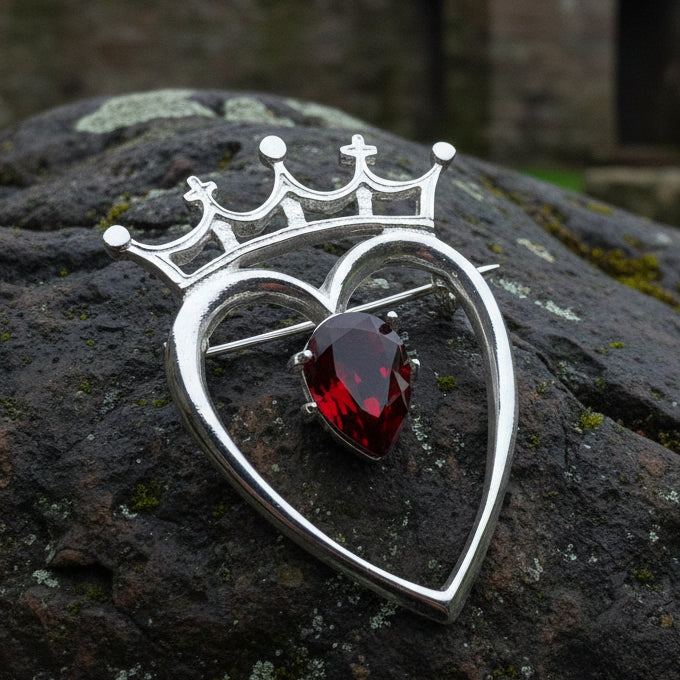 Ruby Luckenbooth Brooch - Handmade in Scotland in silver