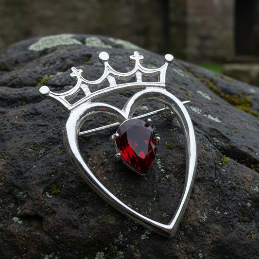 Ruby Luckenbooth Brooch, Scotland Brooch, Outlander Jewelry, Mom Gift, Wife Gift, Girlfriend Gift, Anniversary Gift, Heart Bride Pin