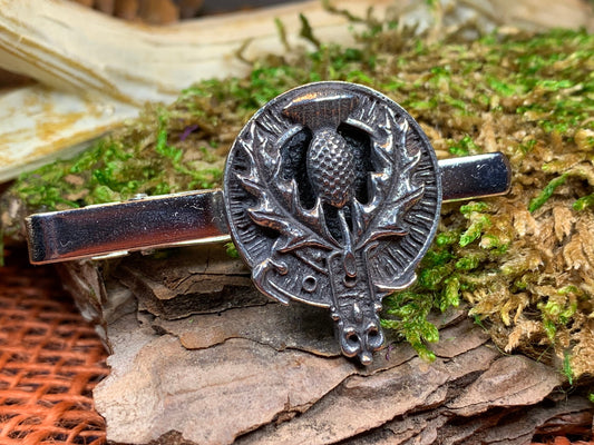 Thistle Tie Bar, Celtic Jewelry, Scottish Gift for Him, Dad Gift, Graduation Gift, Scotland Gift, Men's Jewelry, Celtic Tie Clip, Groom Gift